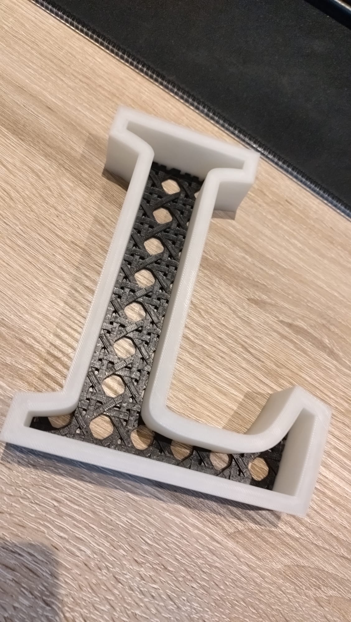 Letters with woven backs