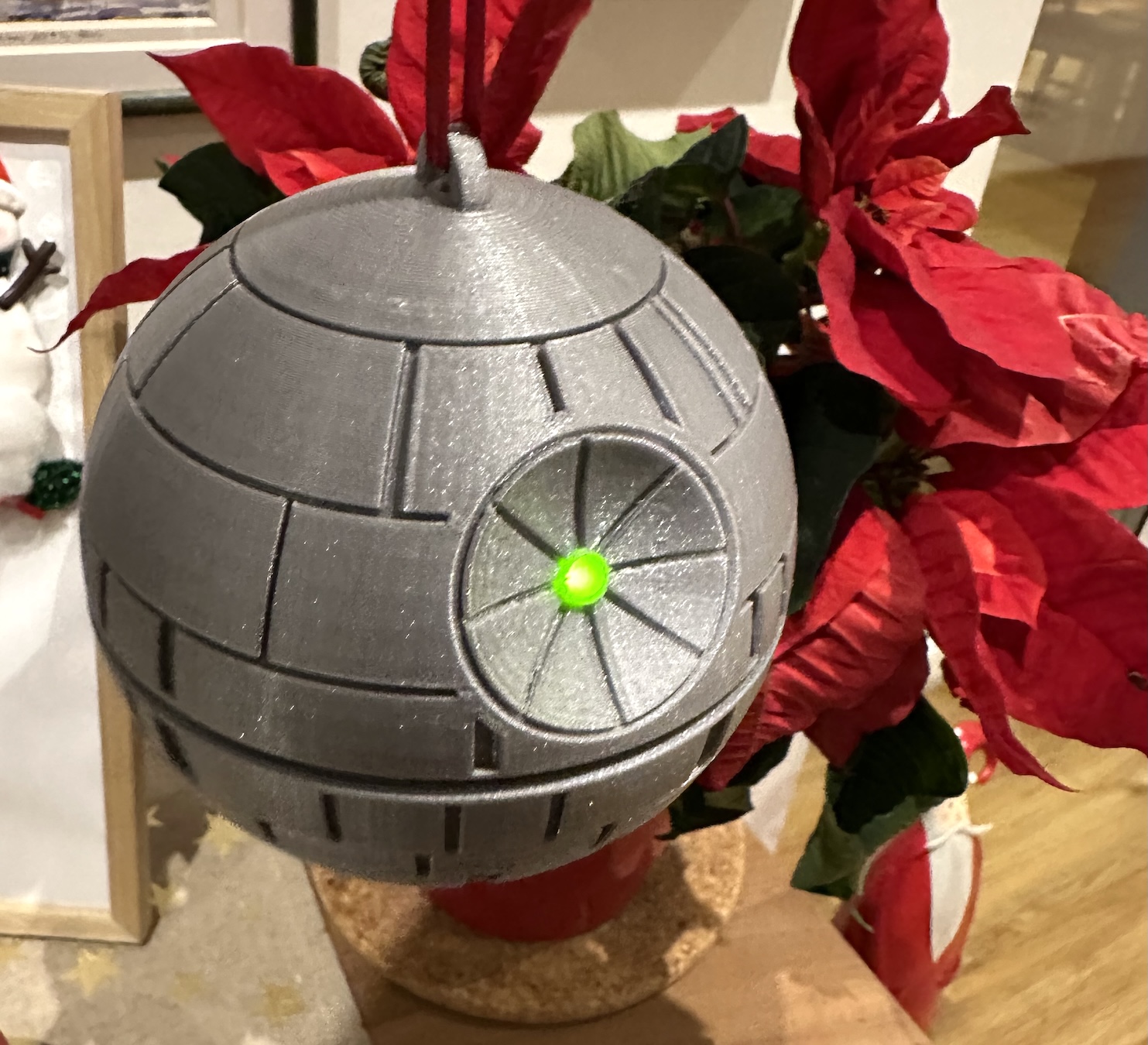 Death Star Christmas Ornament with LED - more space for batteries & switch