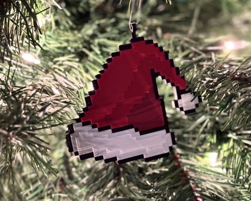 8-Bit Santa Hat - Christmas Ornament (Multi-Color)