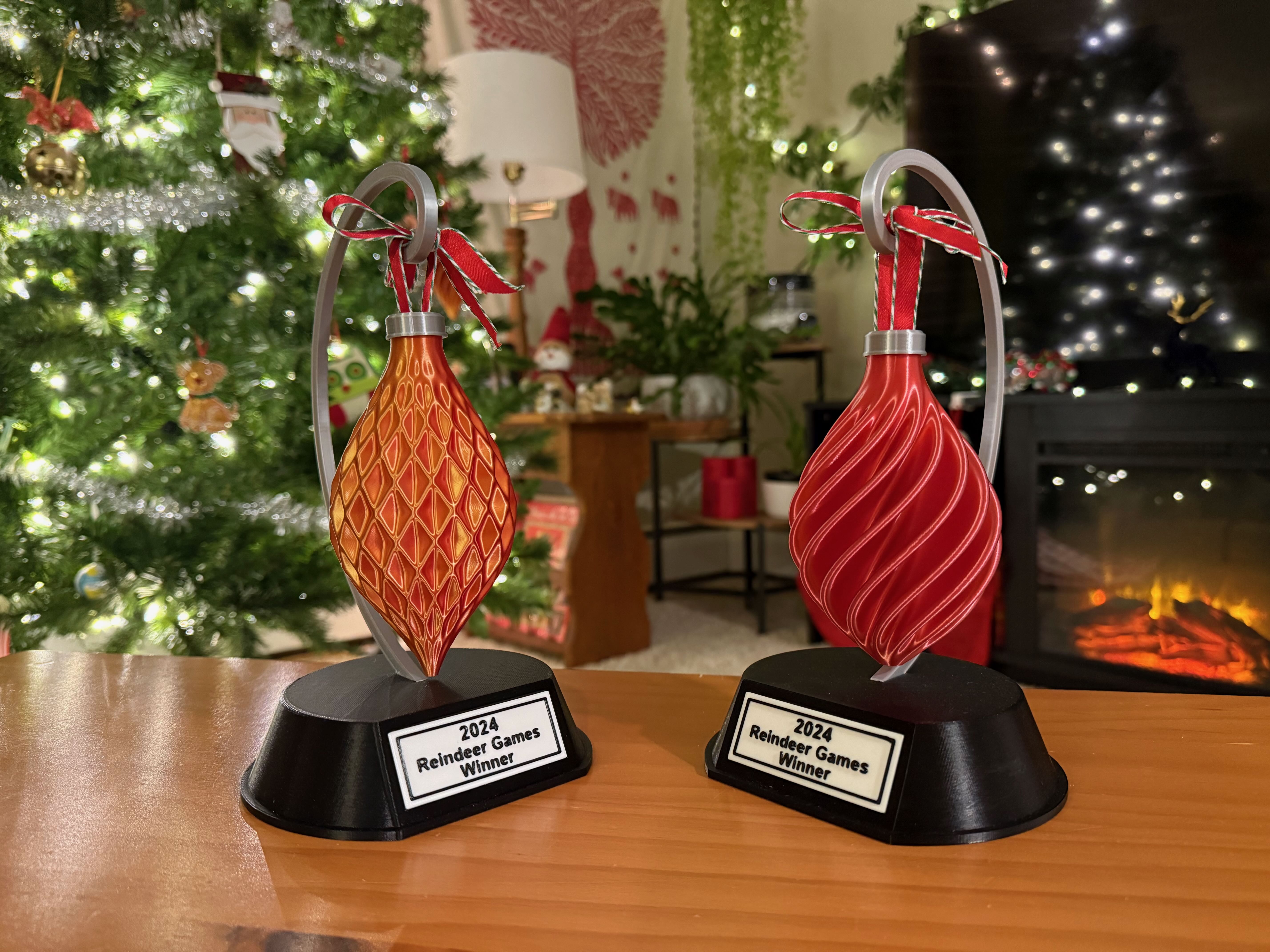 Reindeer Games Trophy and Christmas Ornament Display Stand