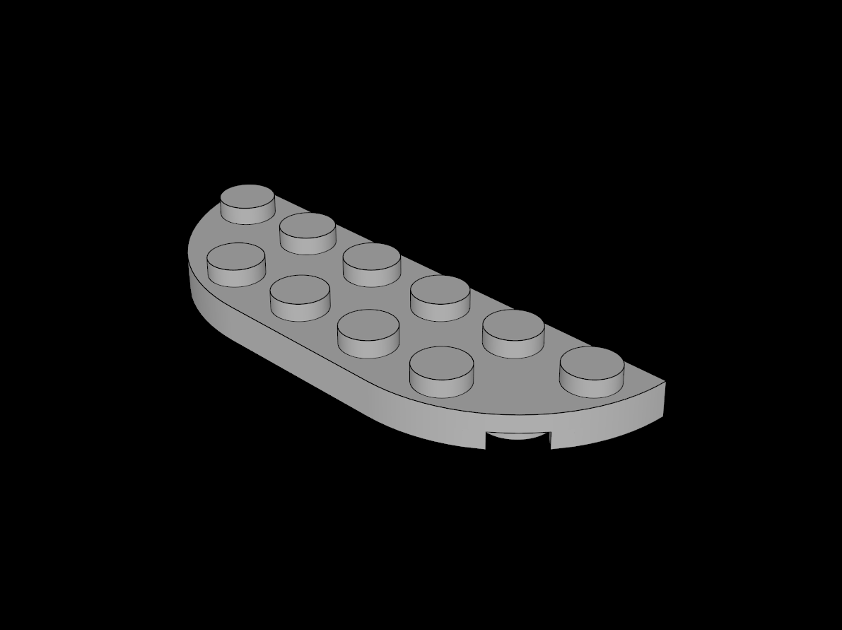 Lego Compatible (18980.dat) Plate  2 x  6 with Two Rounded Corners