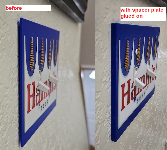Spacer plates for Hamm's Beer double switch wall plate (2 styles) and small Hamm's sign