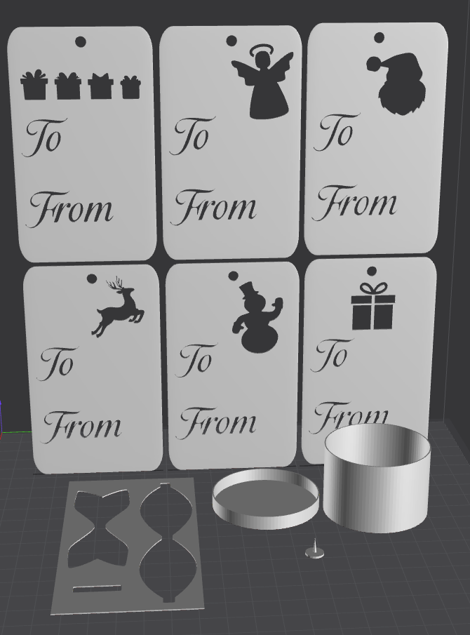 Gift Wrapping Helpers (Weight holder, Pin, Bow Template, Tags)