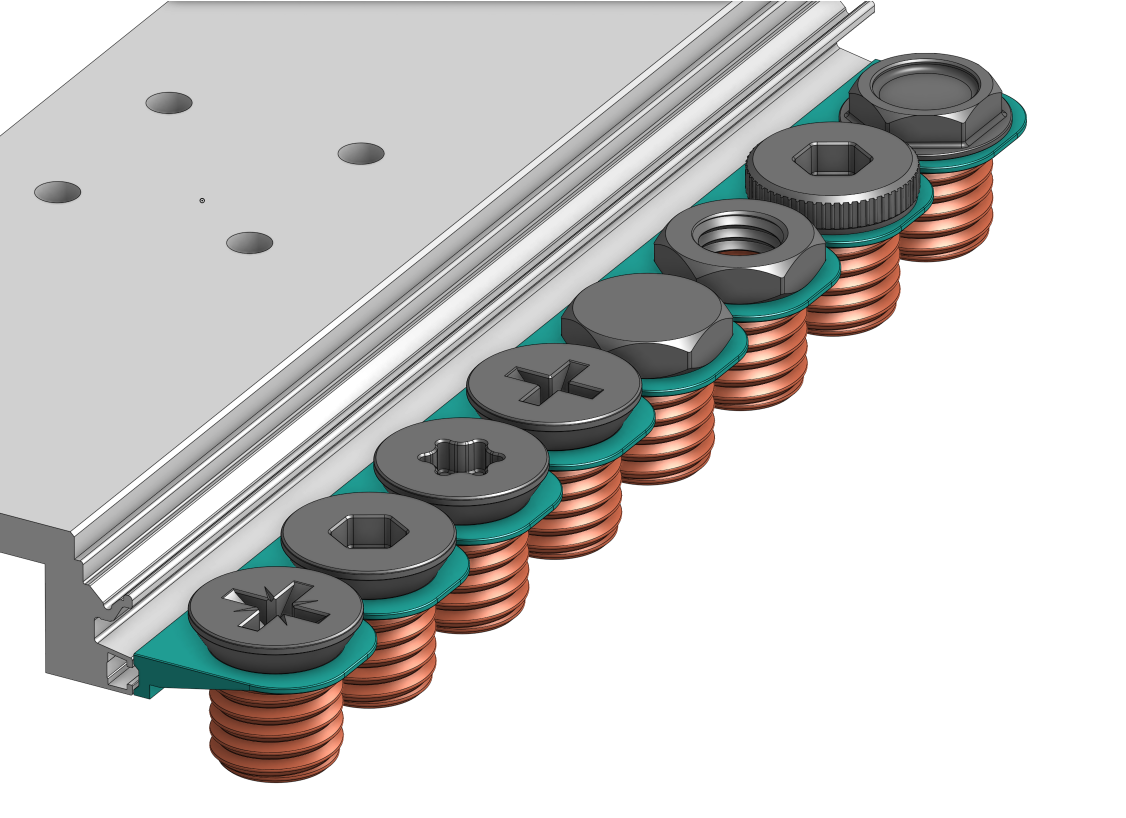 Holder with screw boxes of various types