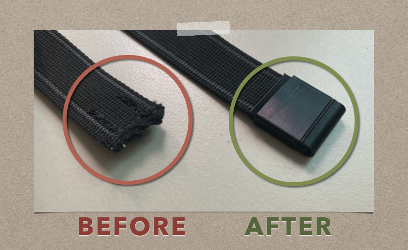 Bag Strap End Clip (no supports; no stitching needed)