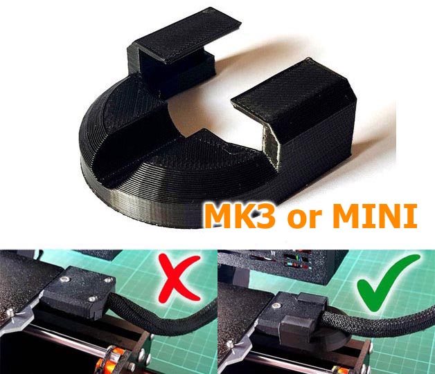 MK3 or MINI Heatbed Cable Support (Easy Clip On) 3D model thumbnail