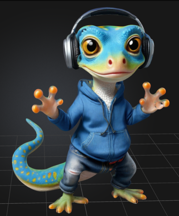Gecko in a hoodie