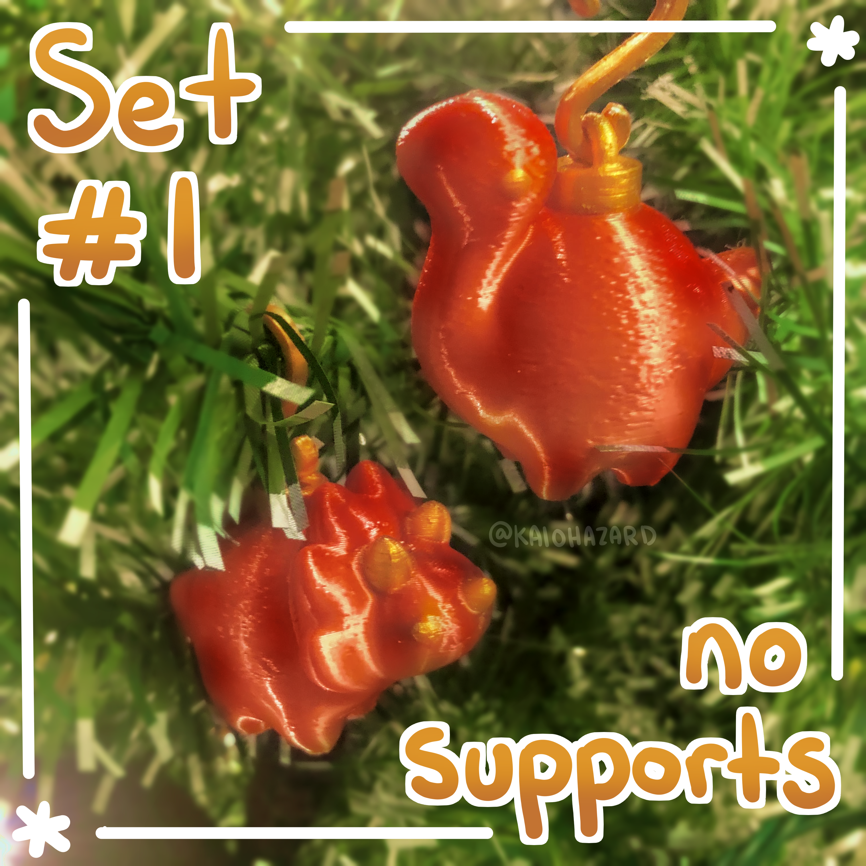 Triceratops and Brontosaurus Dino Christmas Ornaments / Earrings [set 1]