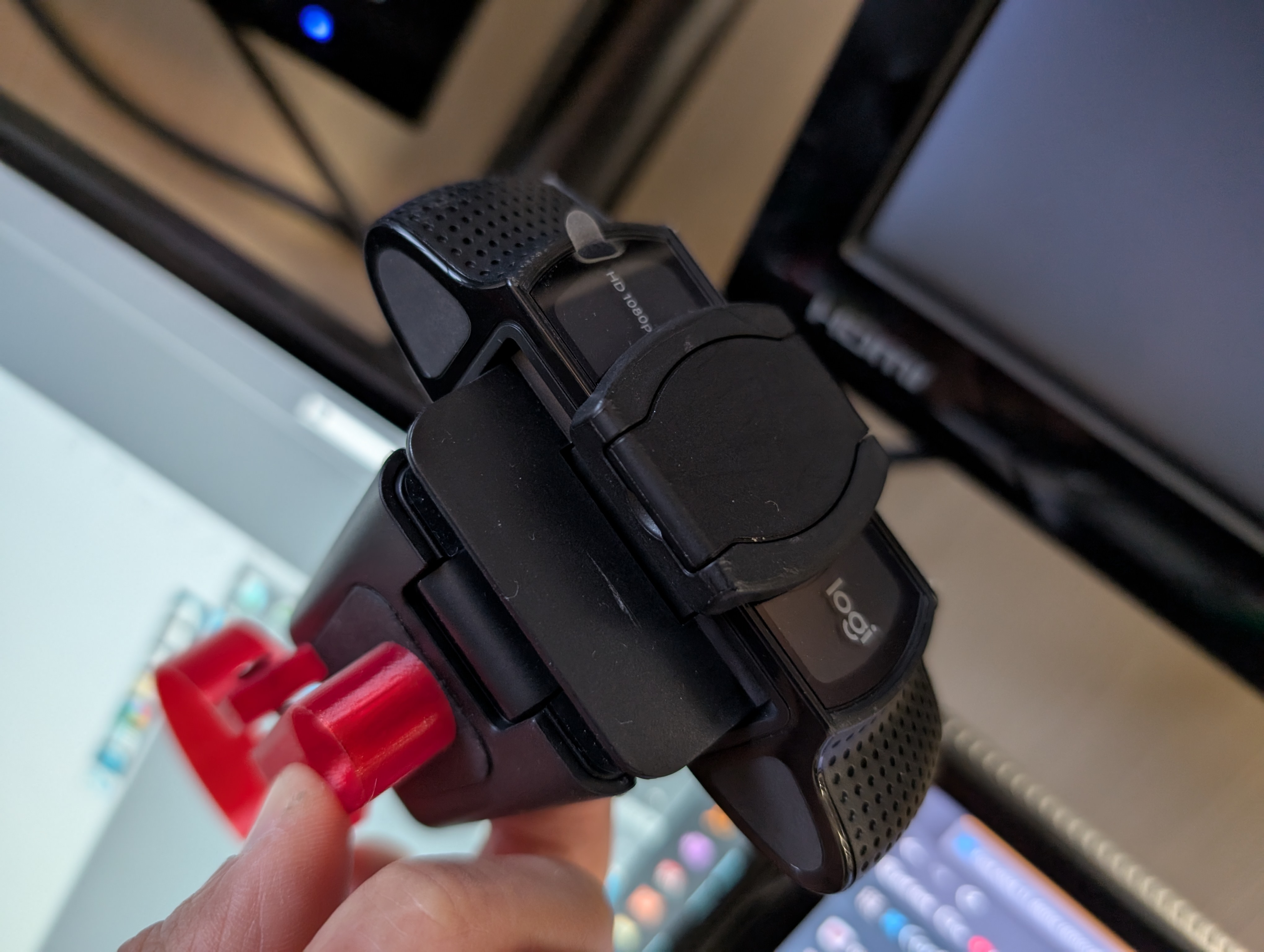 Webcam mount to monitor pole stand