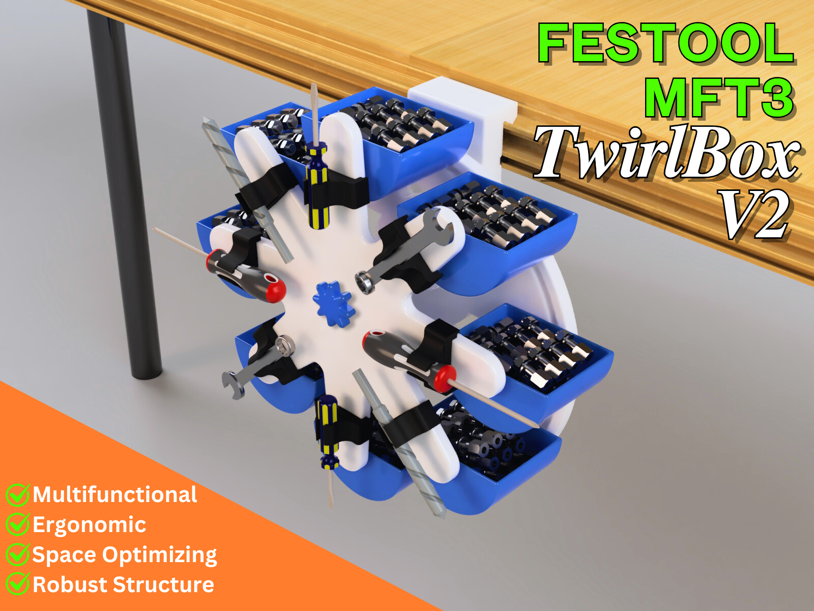 MFT 3 TwirlBox - Ergonomic & Space-Smart MultiPurpose Tool Box