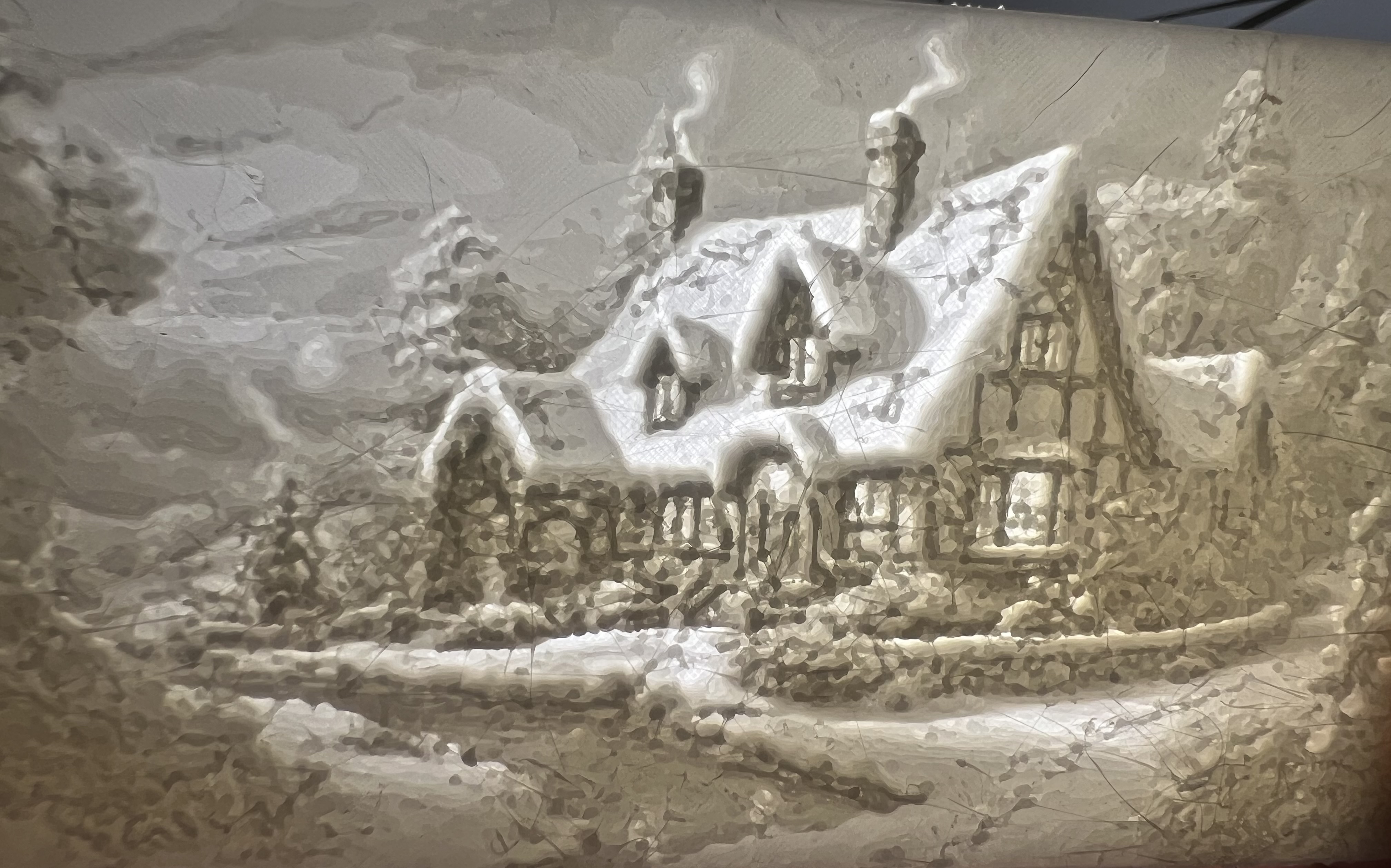 Zimní krajina _ lithophane - Winter landscape _ lithophane