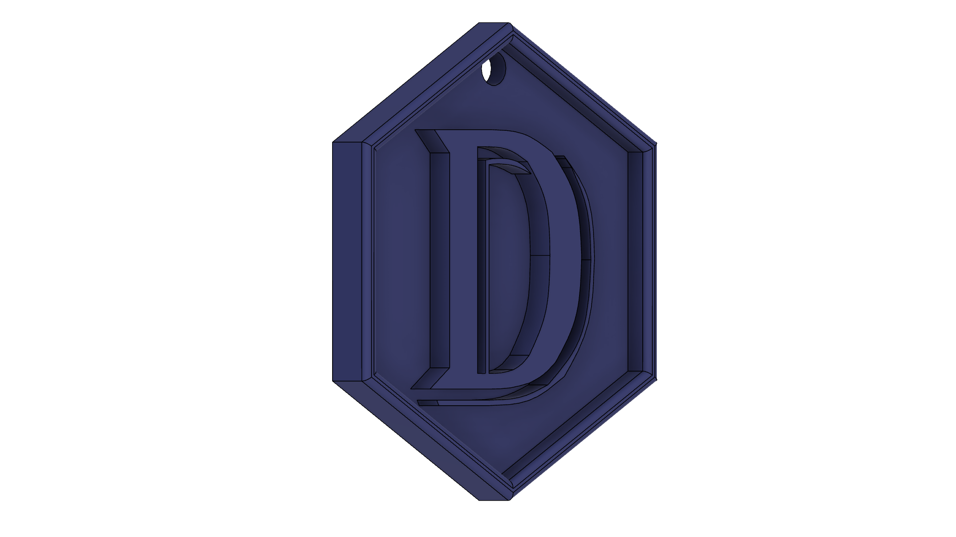 3D Modeled "D" Letter Keychain