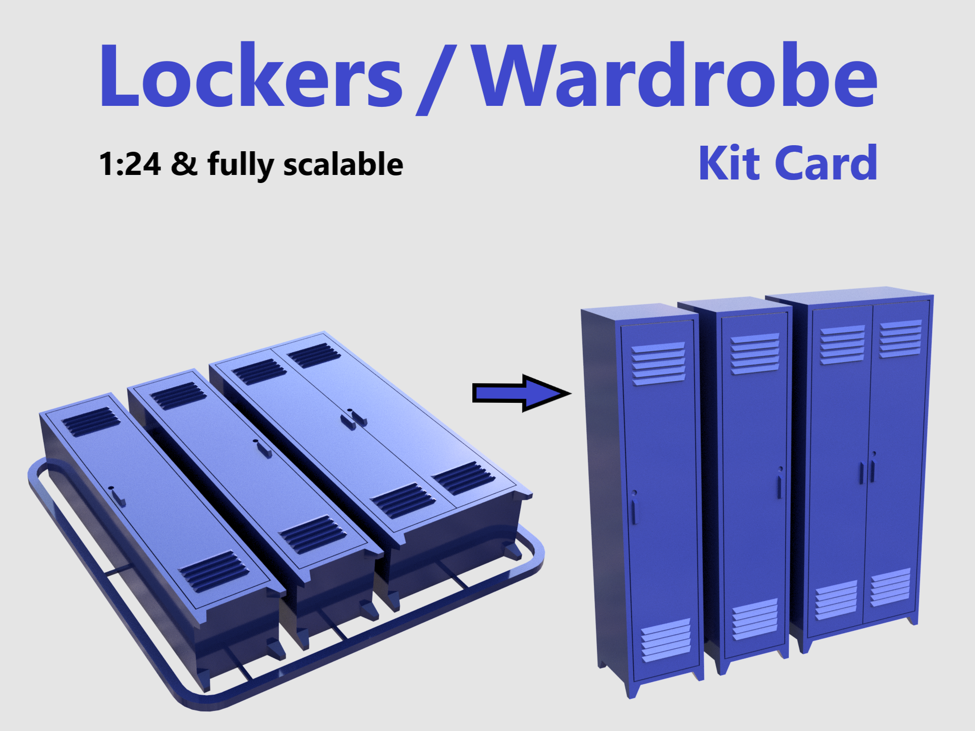 Lockers / Wardrobe Kit Card & single parts - 1:24 scale garage diorama accessories