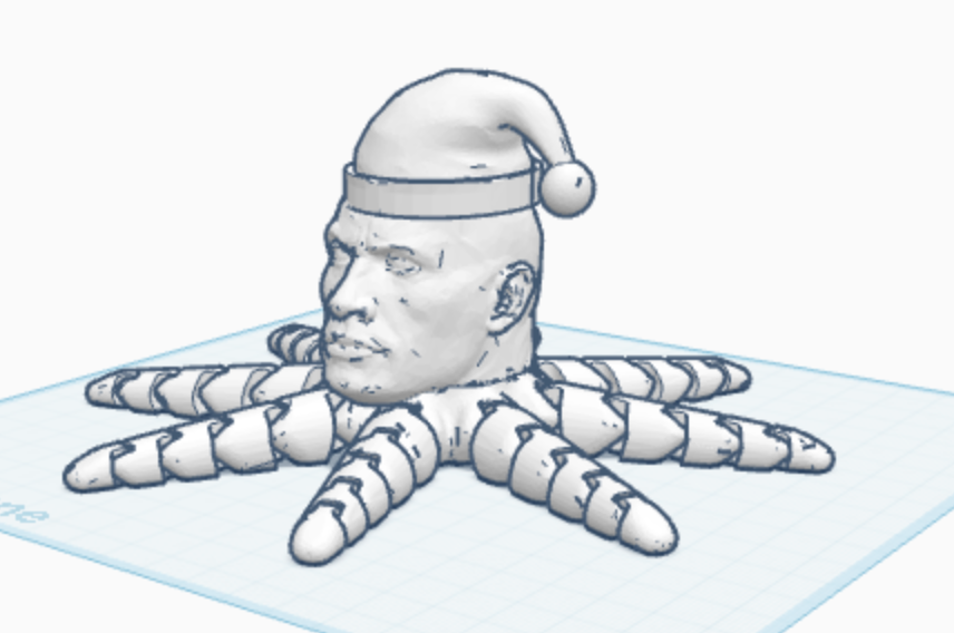 Rocktopus with a santa hat