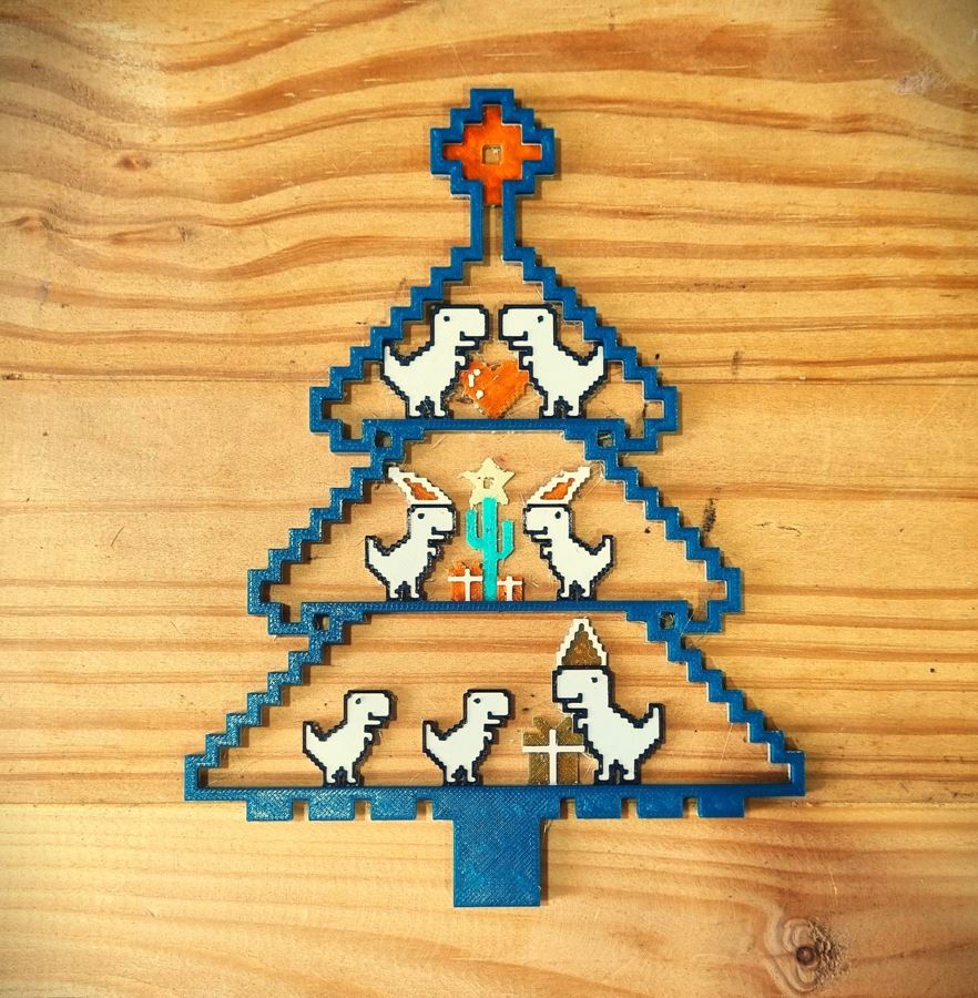 Chrome Dino Festive Christmas Tree [Ornament]