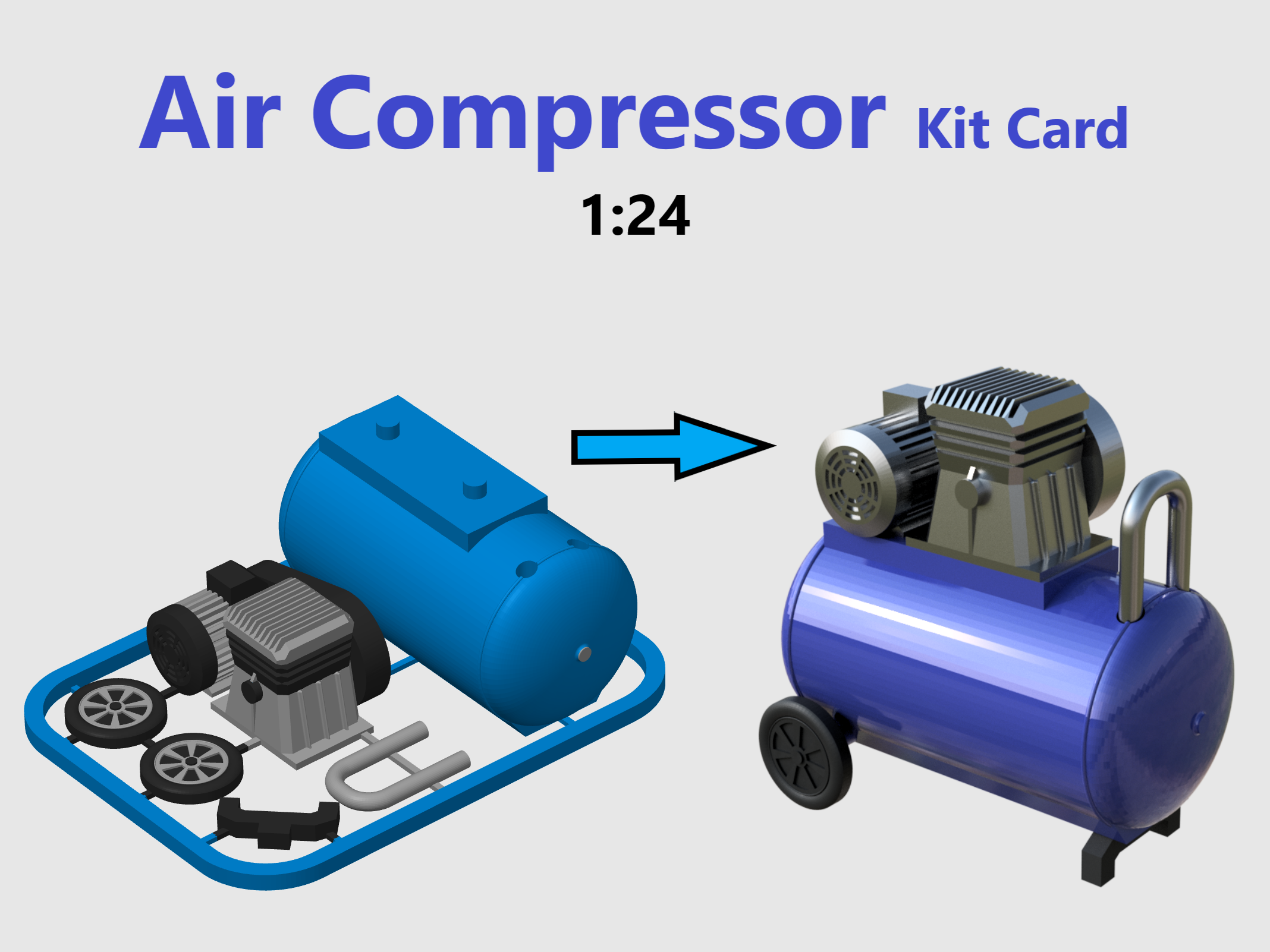 Air Compressor Kit Card - 1:24 scale garage diorama accessories