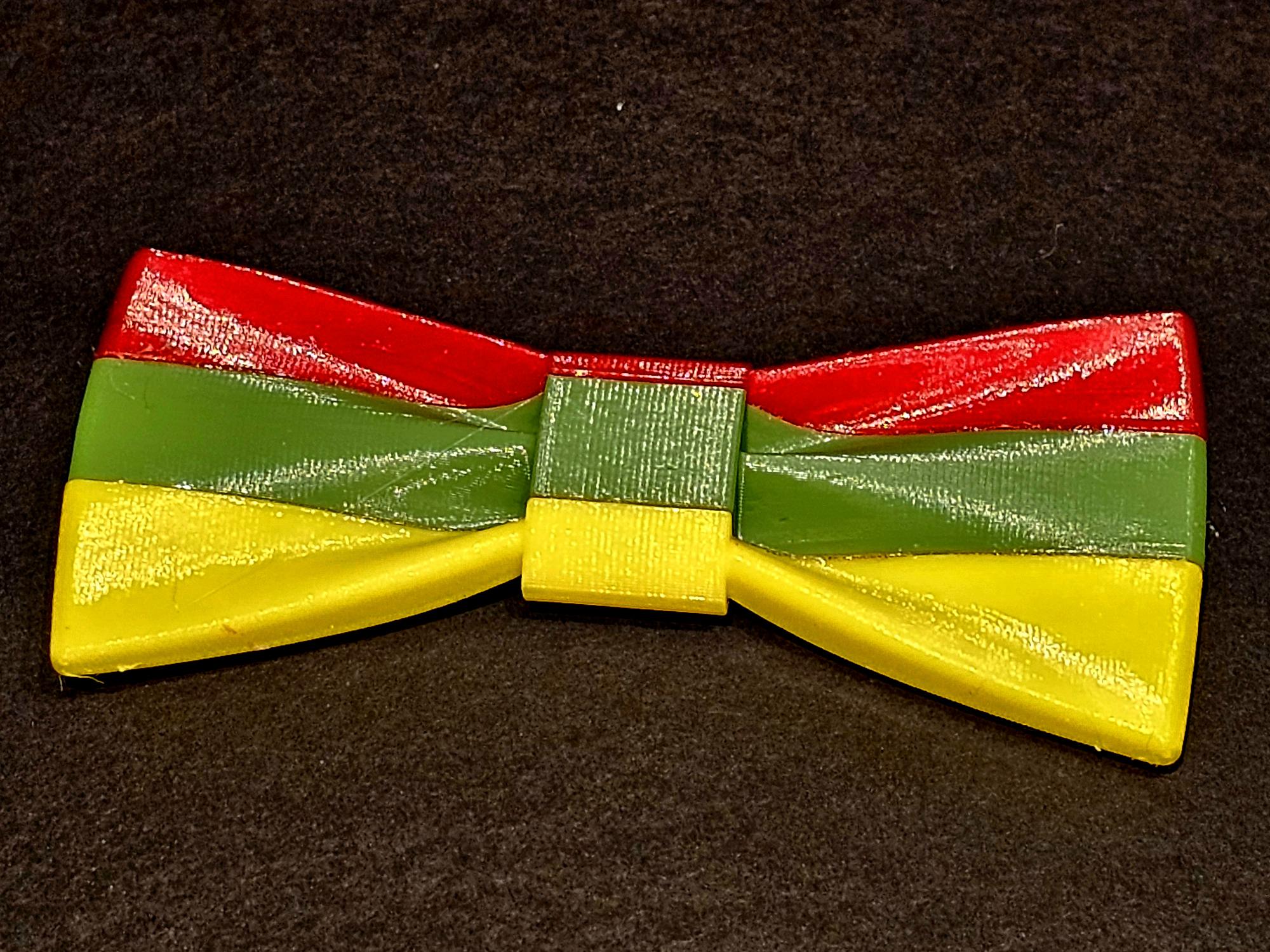 Bow tie for colours of all nations with three-parted  flag
