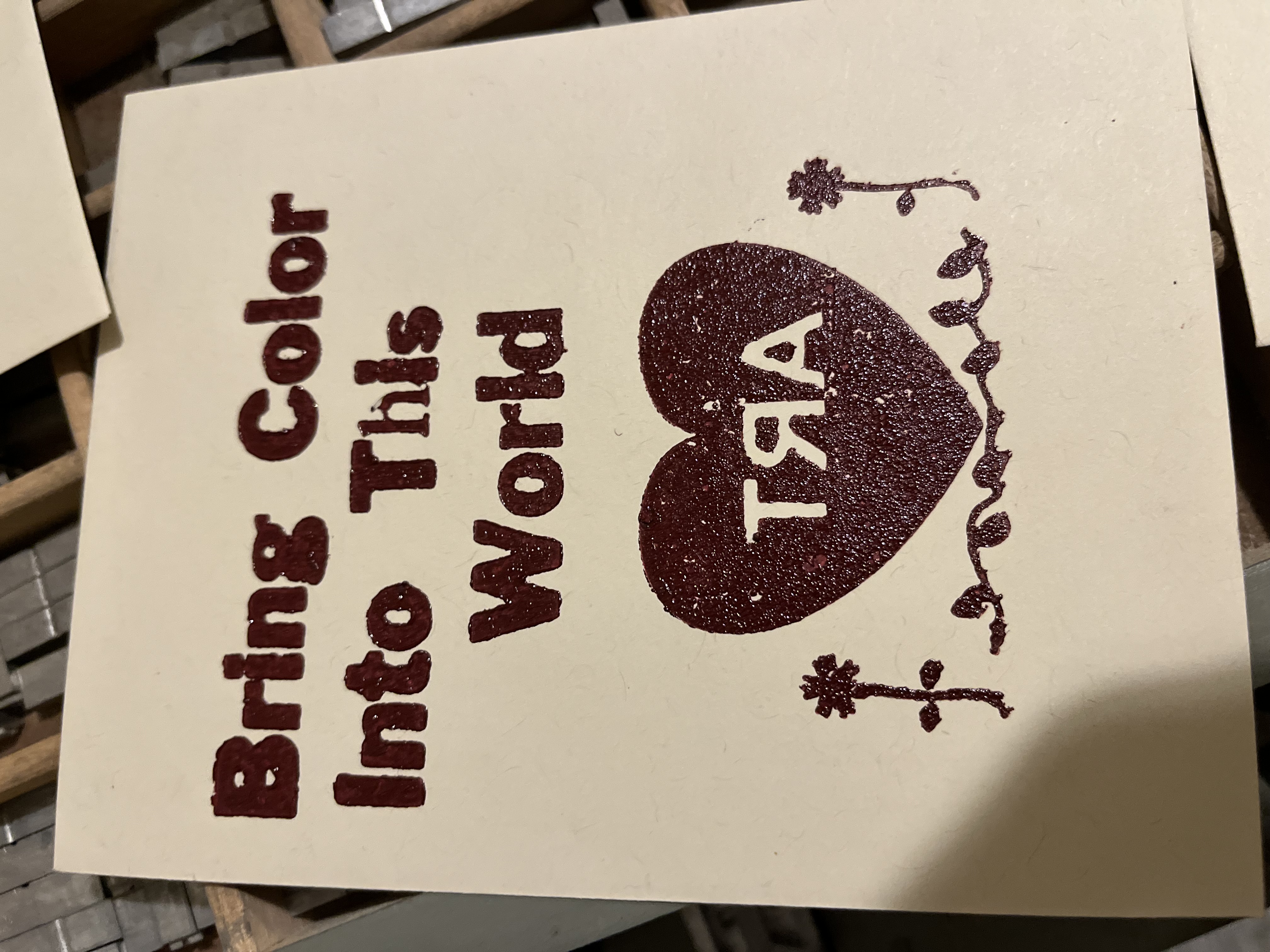 Letter press type Heart Art
