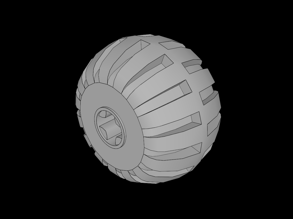 Lego Compatible (4288.dat) Wheel 13 x 20 Solid Rubber with Axle Hole