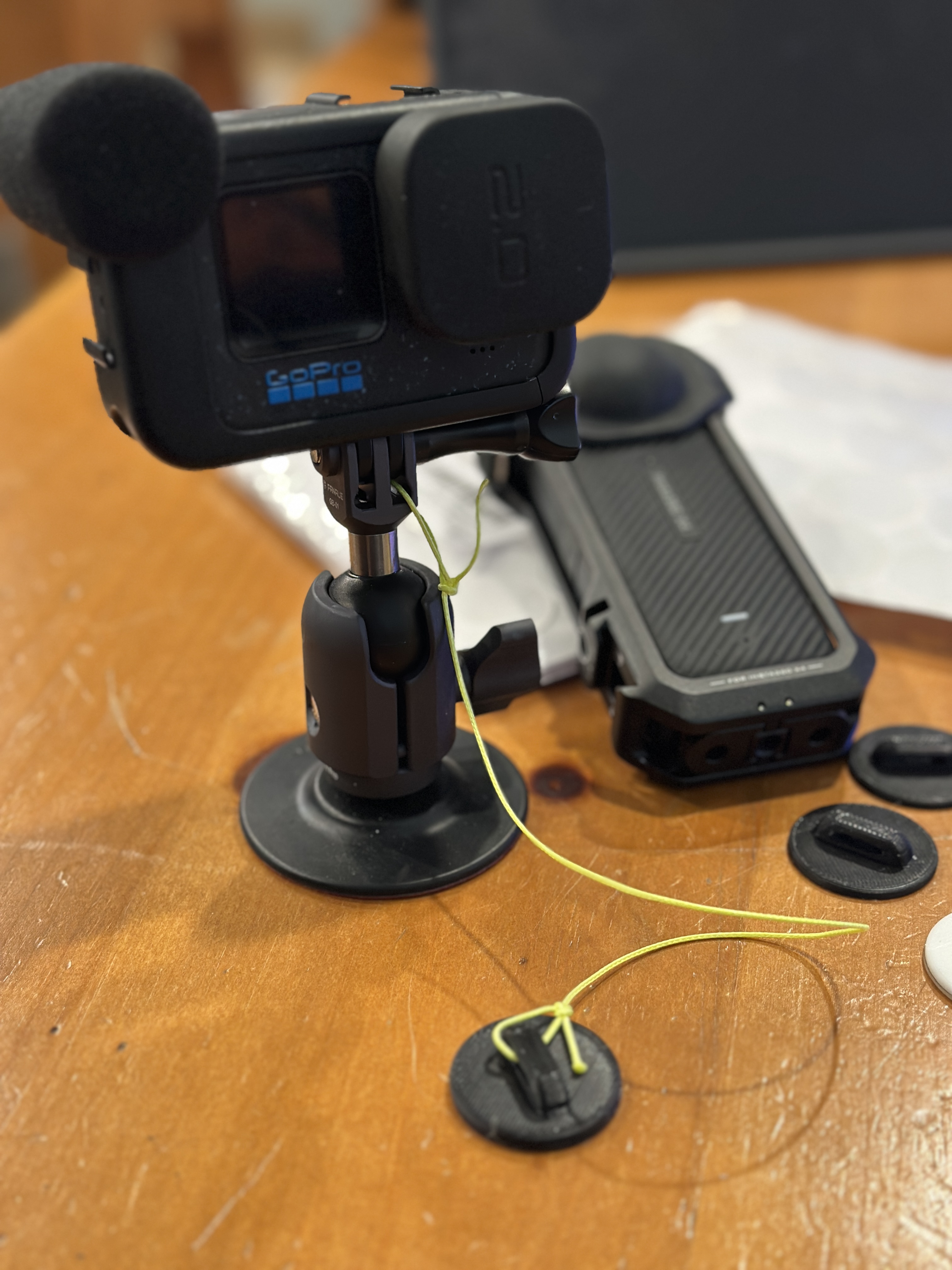 Action camera tether point
