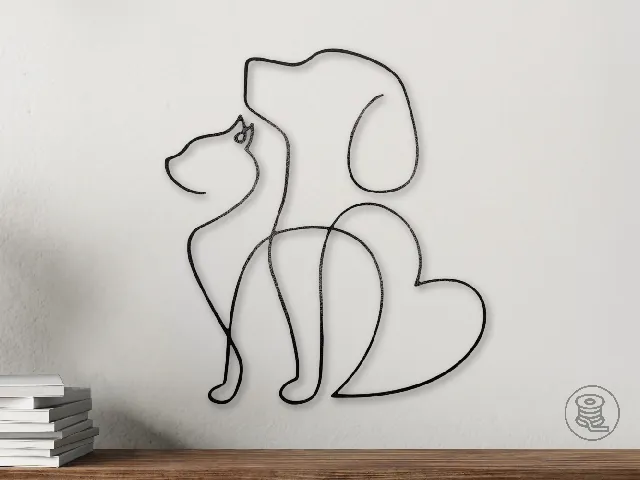 Dog Cat Heart Wall Art