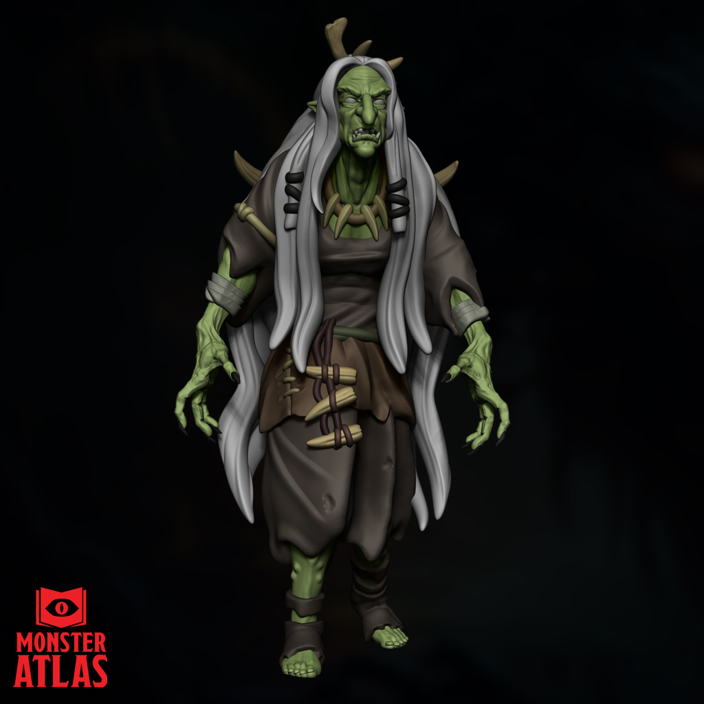 Green Hag — Fey Villain | Free Unsupported STL | D&D 5e Miniature
