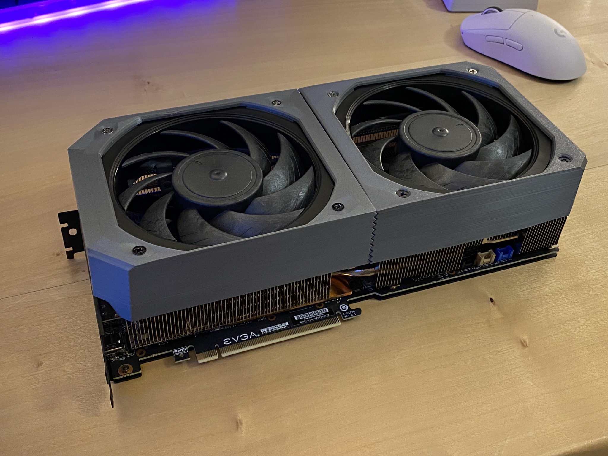 Fan shroud for EVGA RTX 3080 FTW3 Ultra Gaming to fit 2x 120mm fans