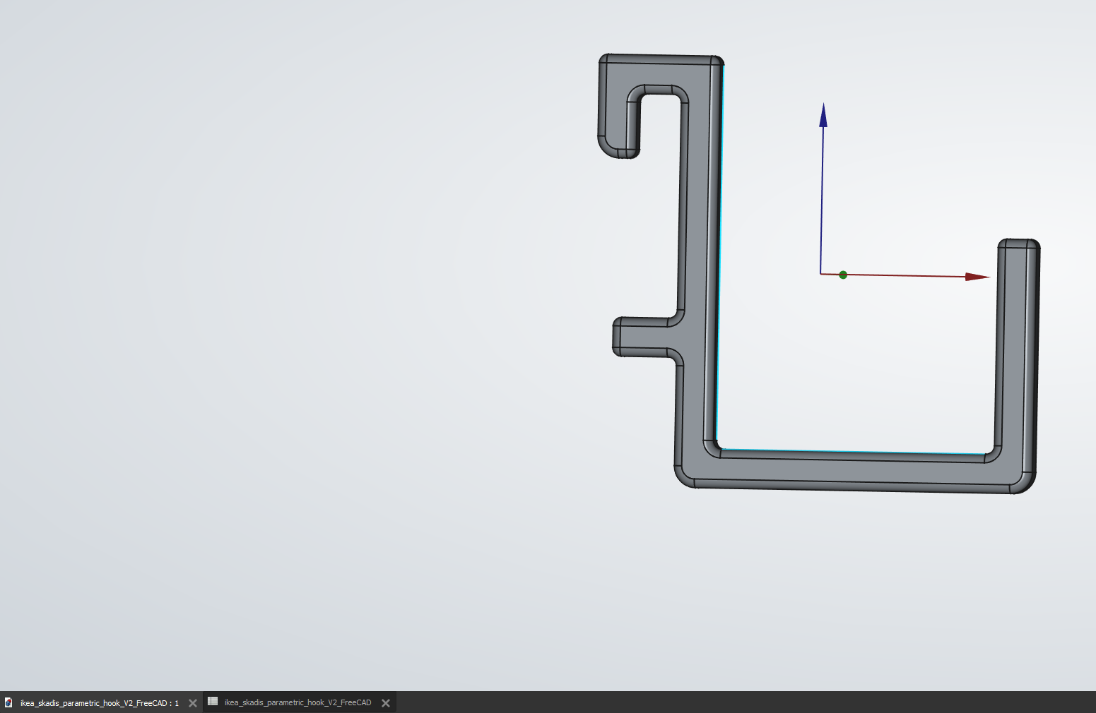 IKEA SKADIS - Parametric Hook (FreeCAD file)