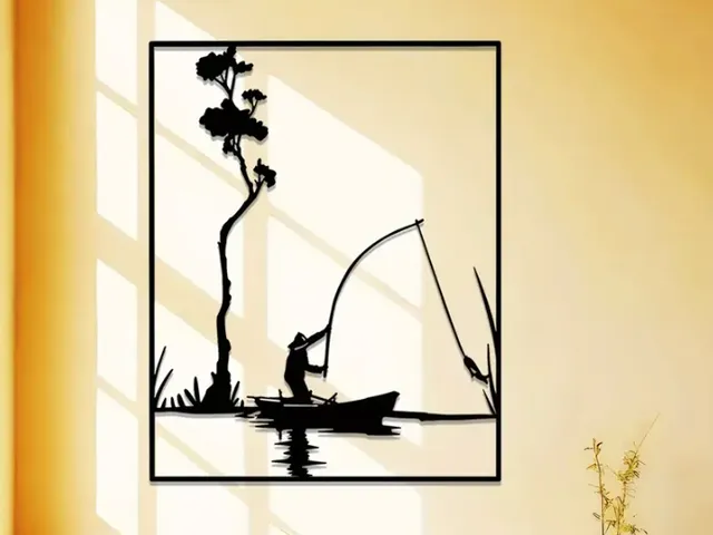 Rustic Fishing Silhouette Wall Art