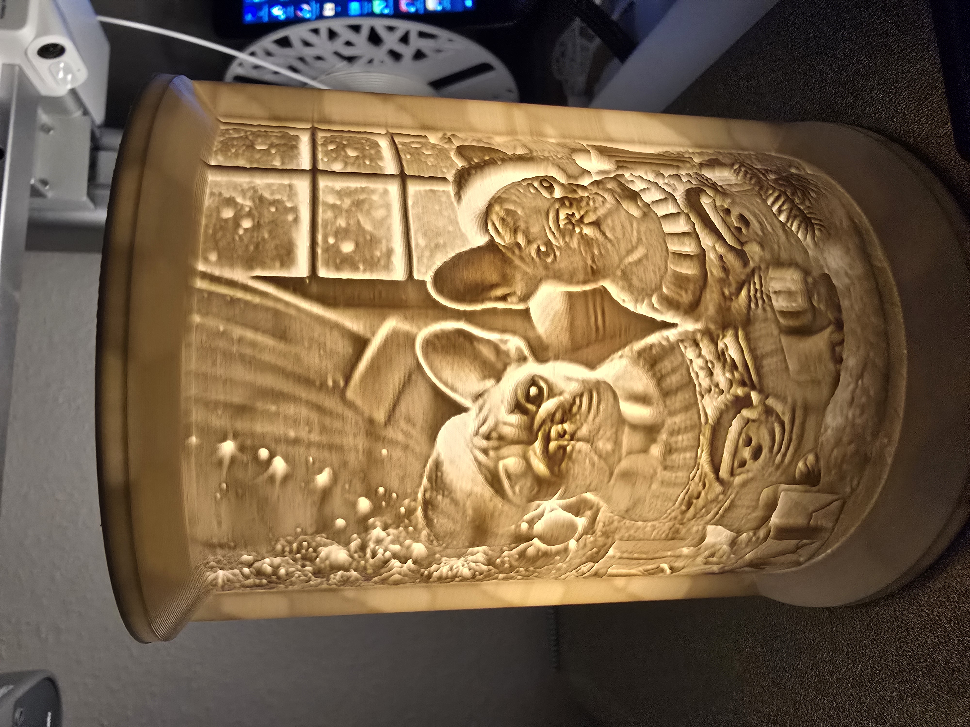 lithopane christmas  french bulldogs