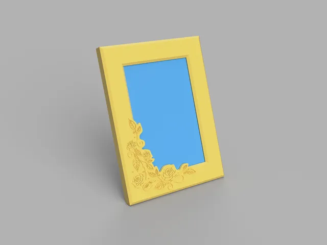 6 X 4 Photo Frame with Floral Design and Integral Stand and Backplate Lock (Portrait orientation)