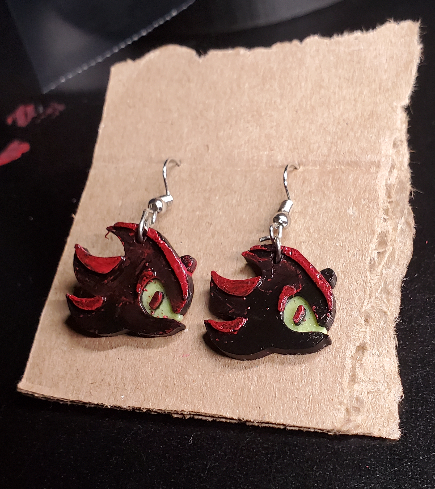 Shadow the Hedgehog earrings