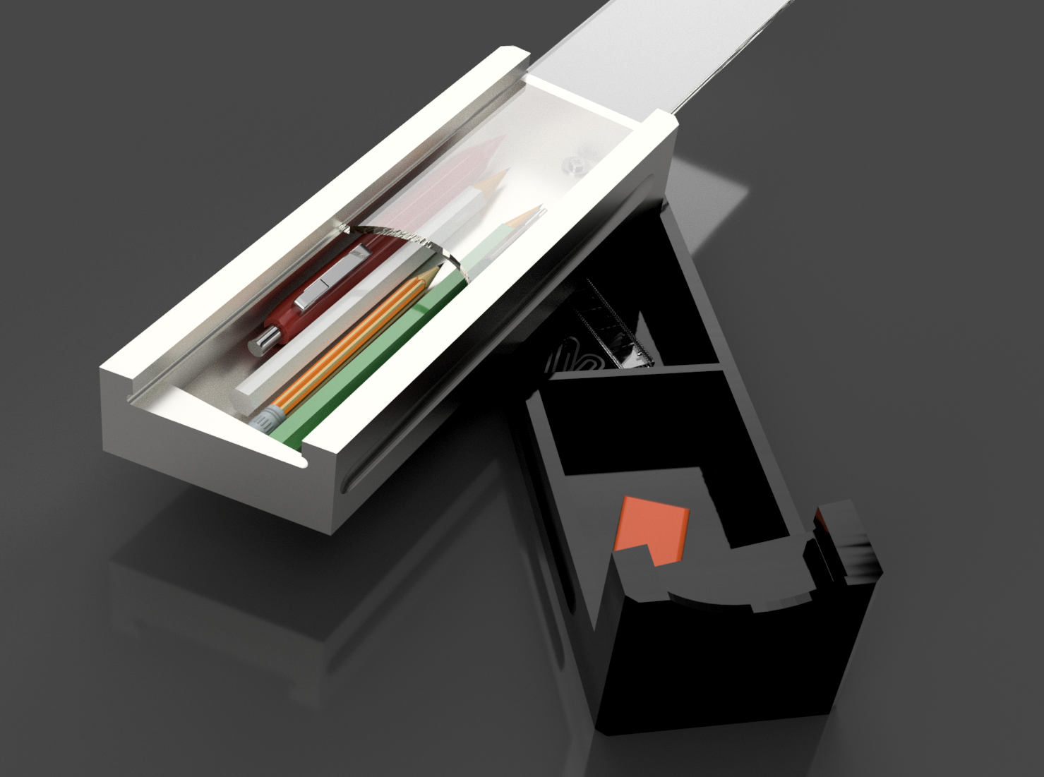 PENCIL BOX - Two Levels - Sliding Cover Lock