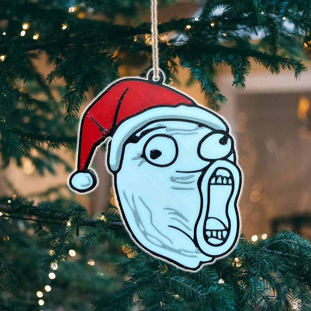 Christmas Meme LOL Face Tree Ornament