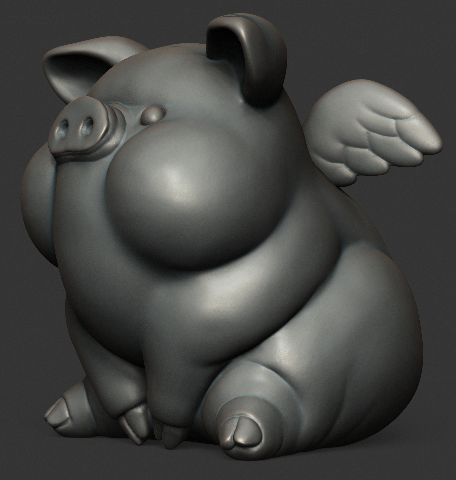Winged happy pig
