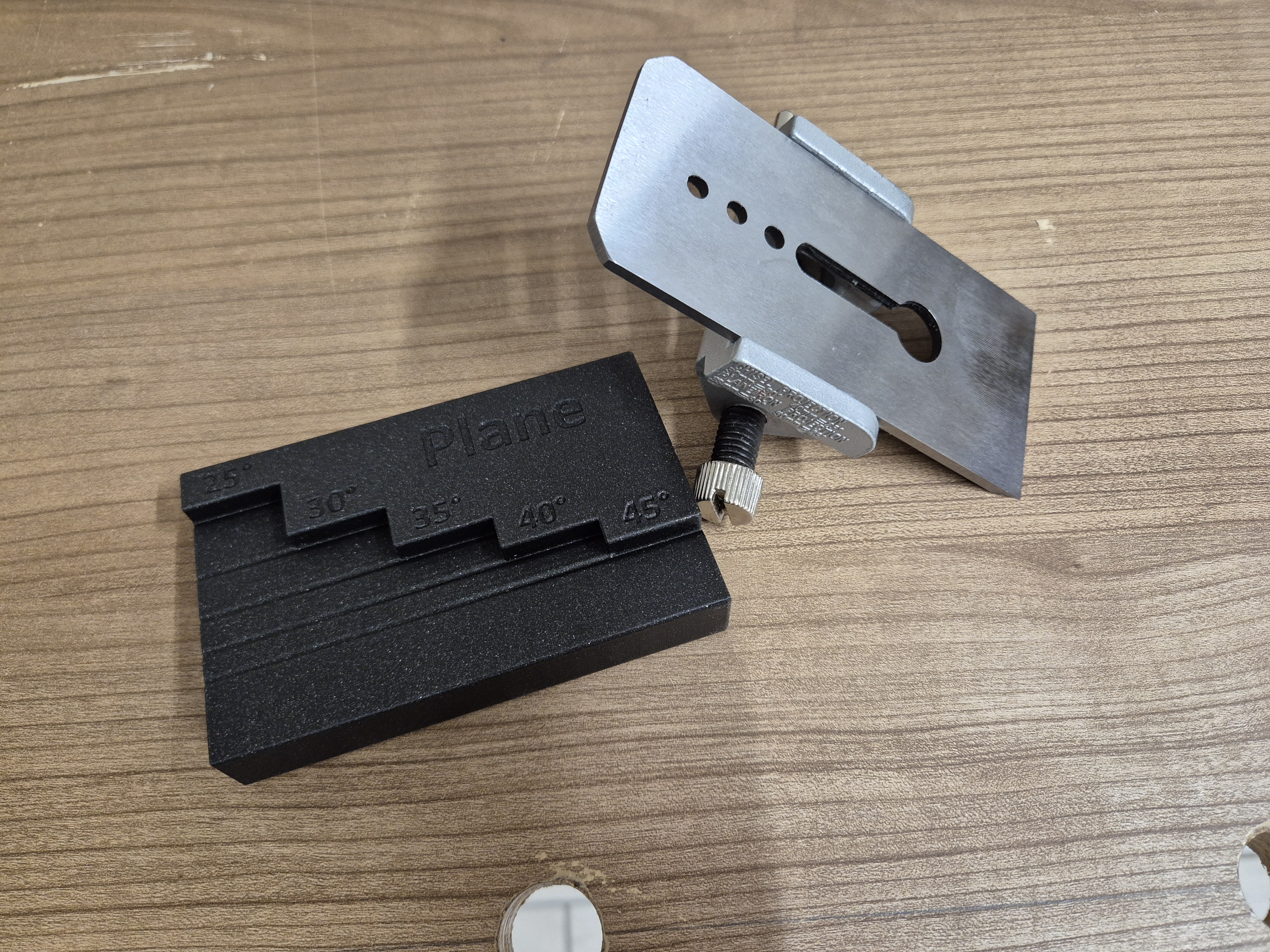 plane iron sharpening guide setup tool