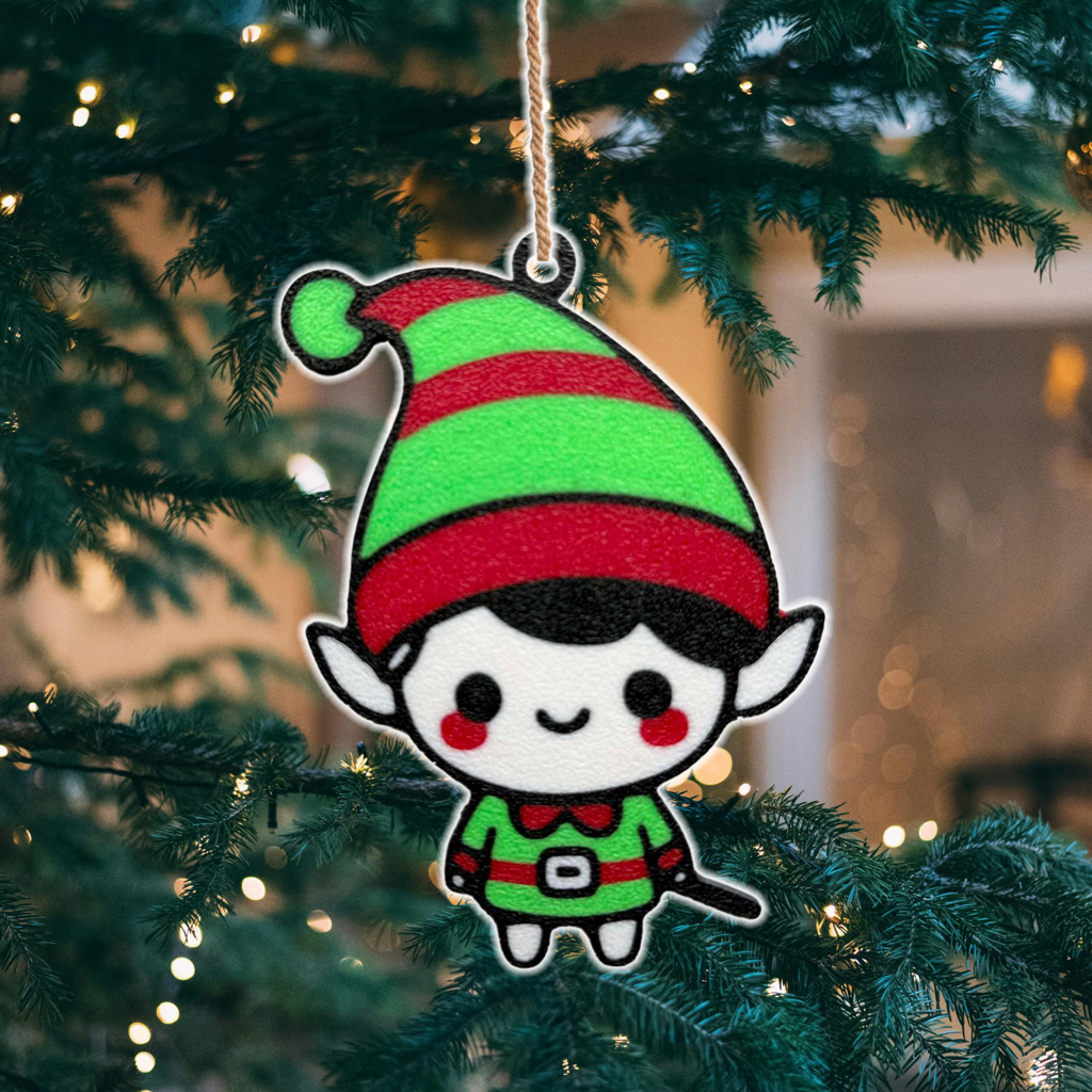 Cute Kawaii Elf Christmas Ornament v1