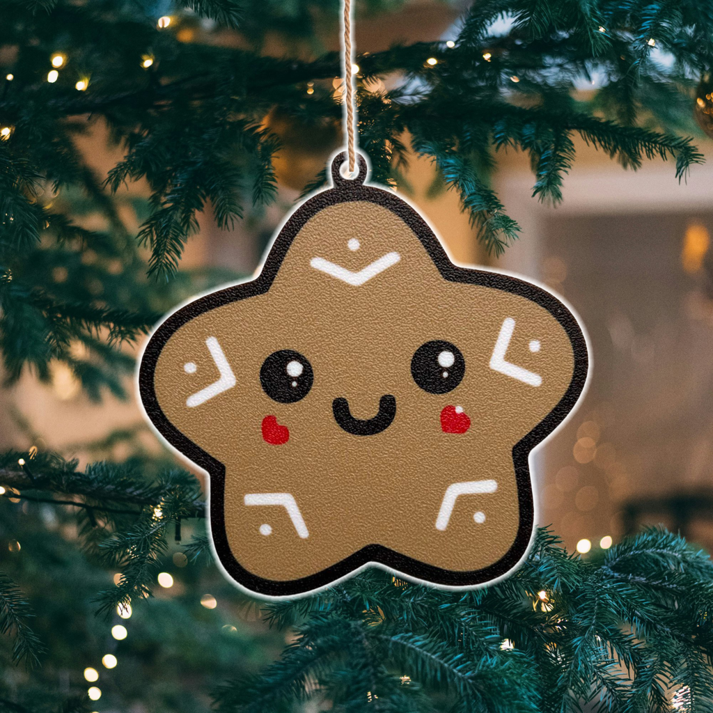 Cute Kawaii Gingerbread Star Christmas Ornament