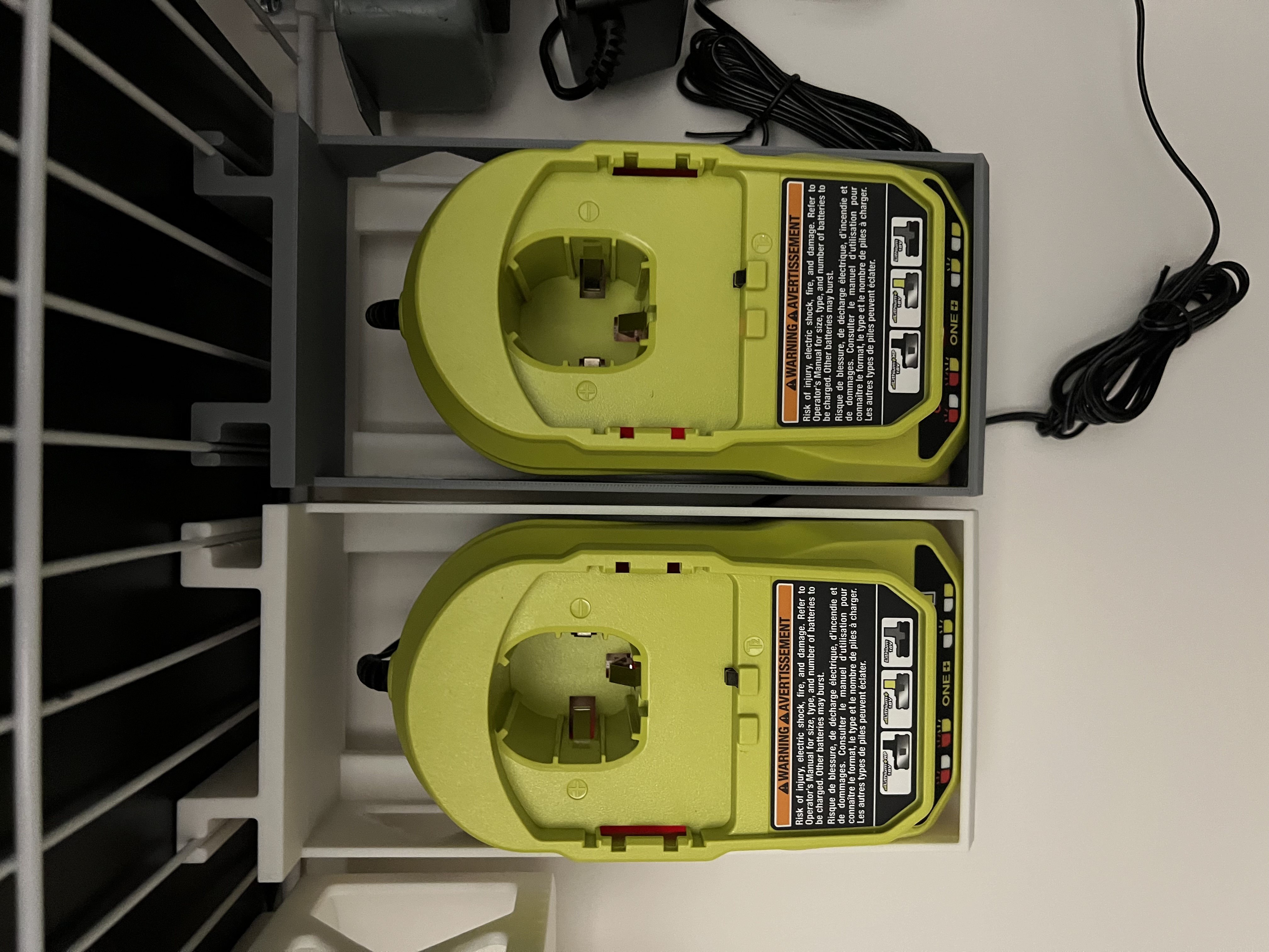Ryobi 18V Battery Charger Holder for Wire Closet Shelf