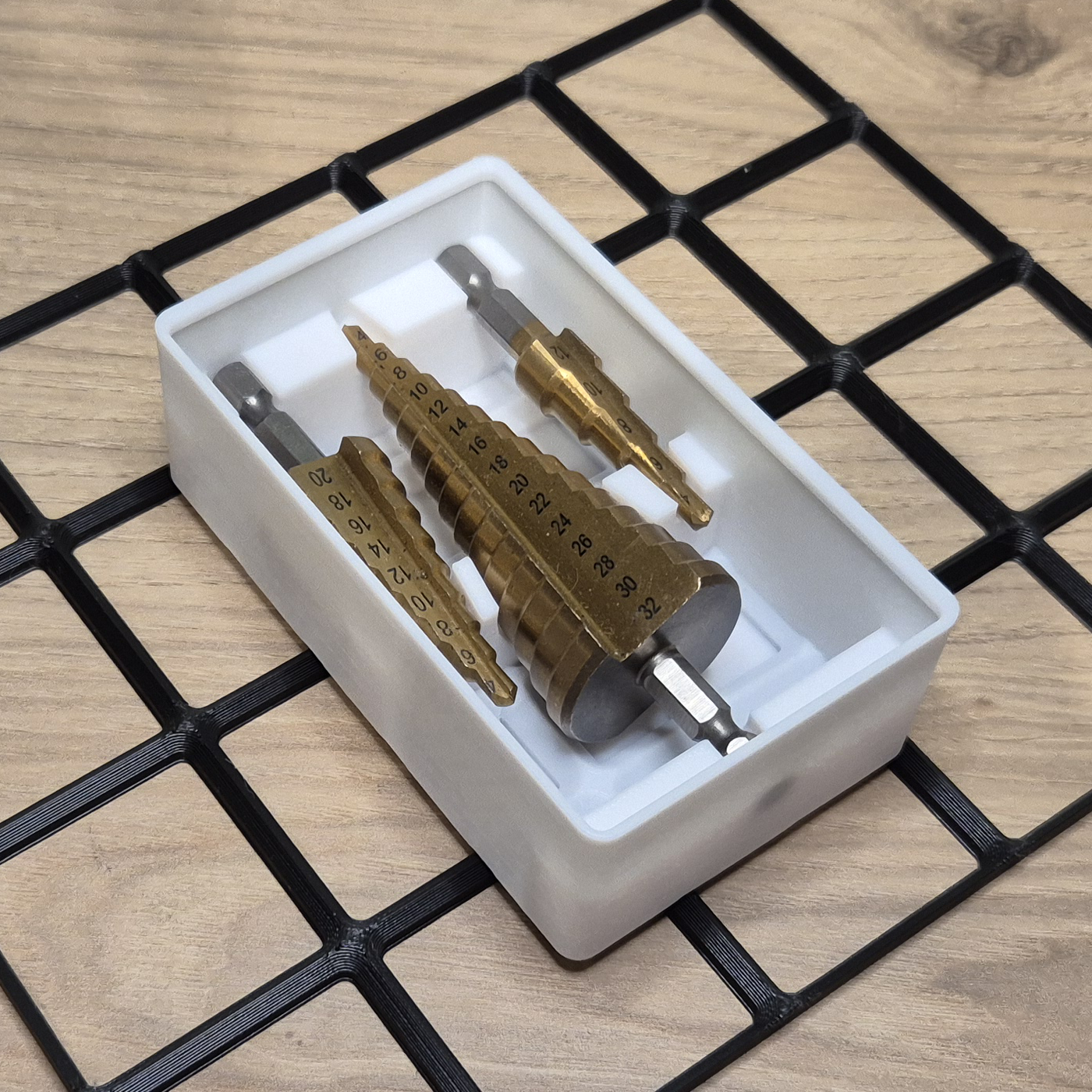 Step Drill Bit Gridfinity Holder (half pitch, stackable)