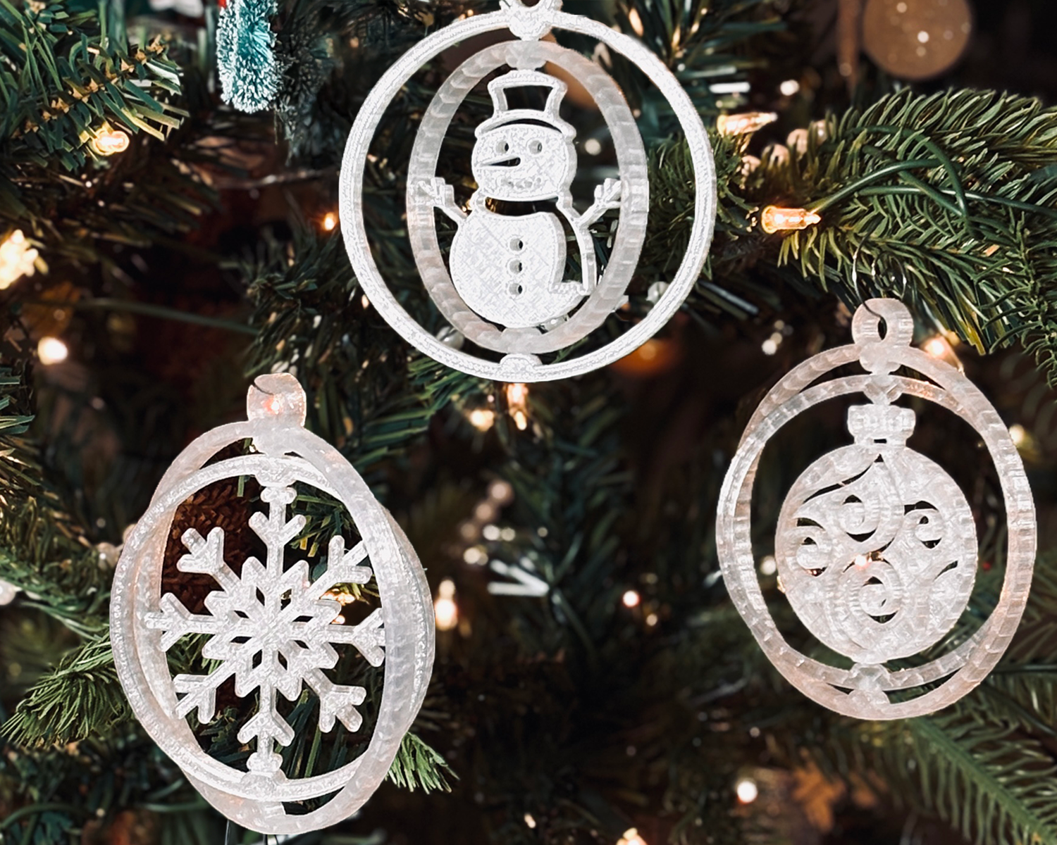 Christmas Spinning Ornaments (3 designs, print in place)