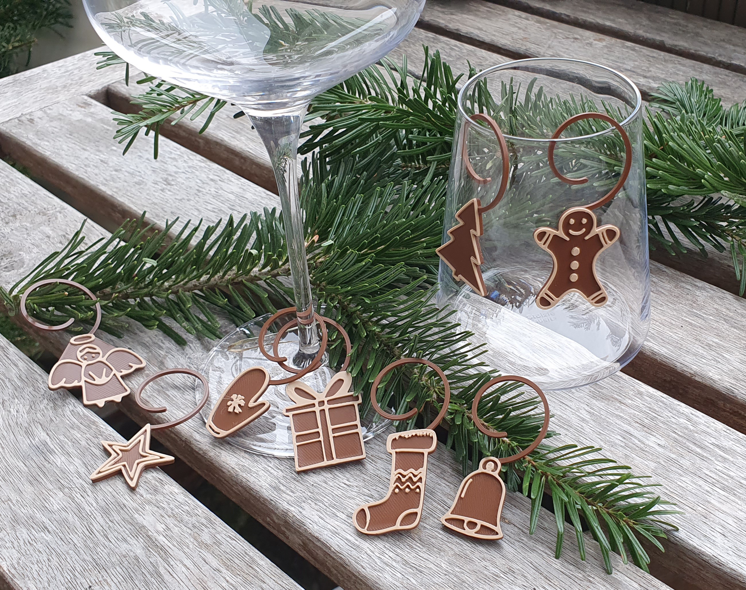 Christmas glass tags glass markers / Glasmarkierer Glasmarker Glasanhänger Weihnachten