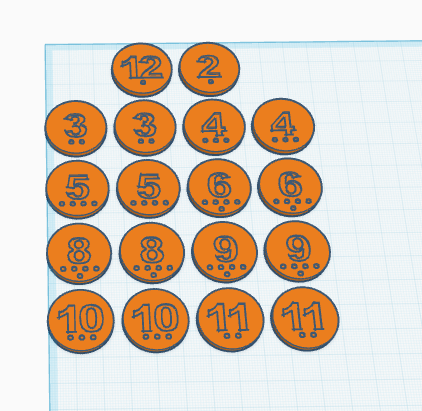 number tokens for settlers of catan or similar games no letters
