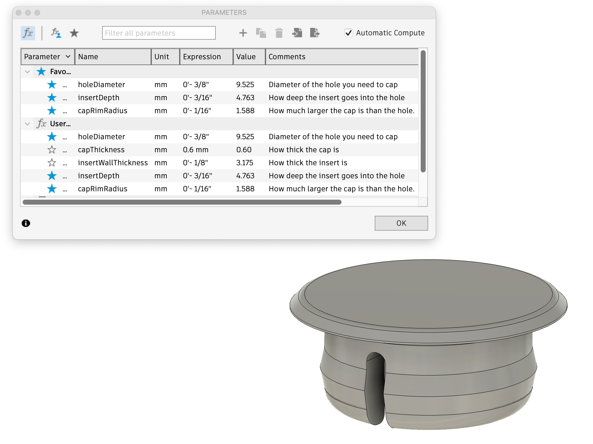 Hole Plug (parametric) — miniatura 2