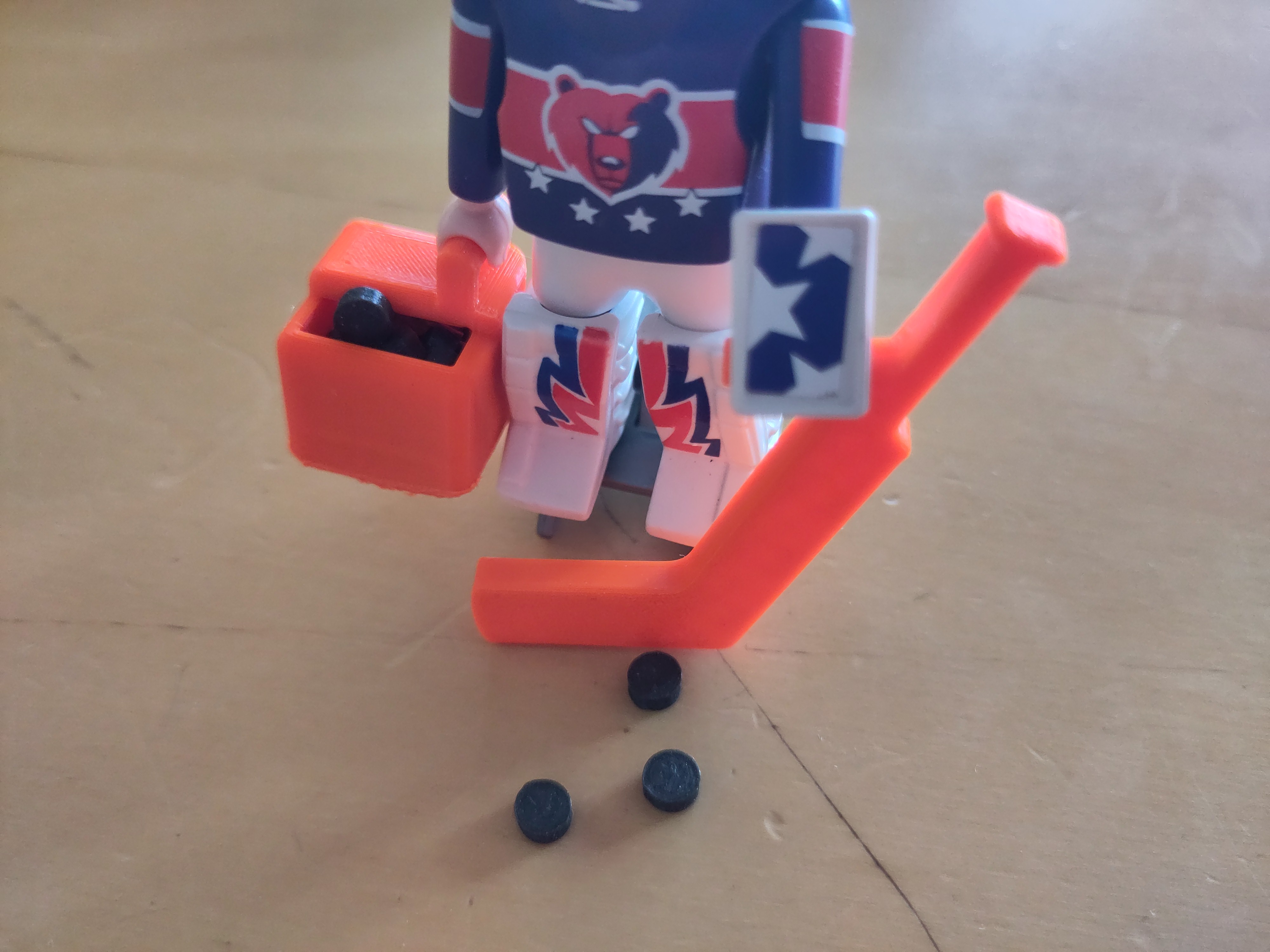 Playmobil goalie stick, puck and puck case
