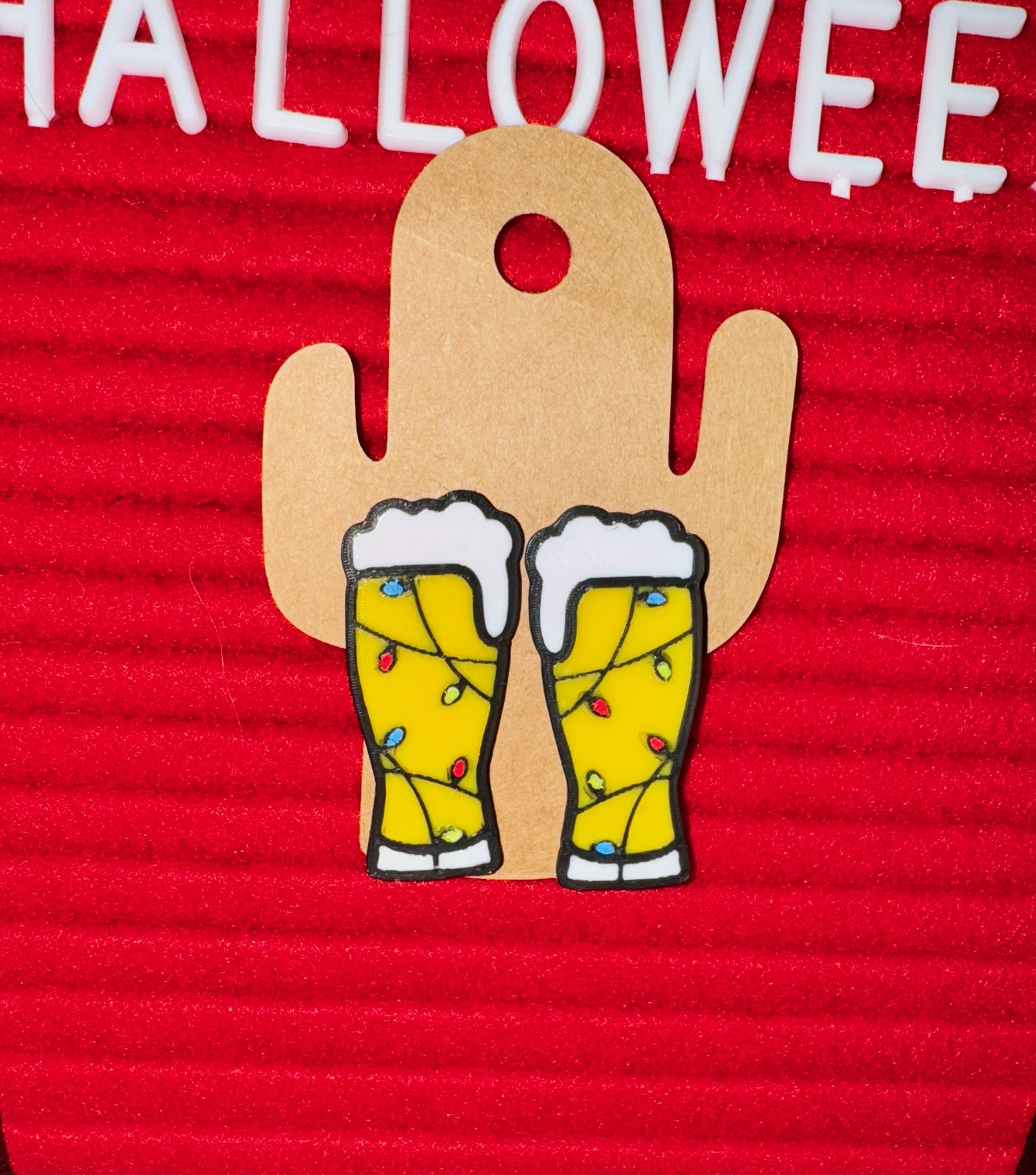 Christmas Beer Earrings / Sign