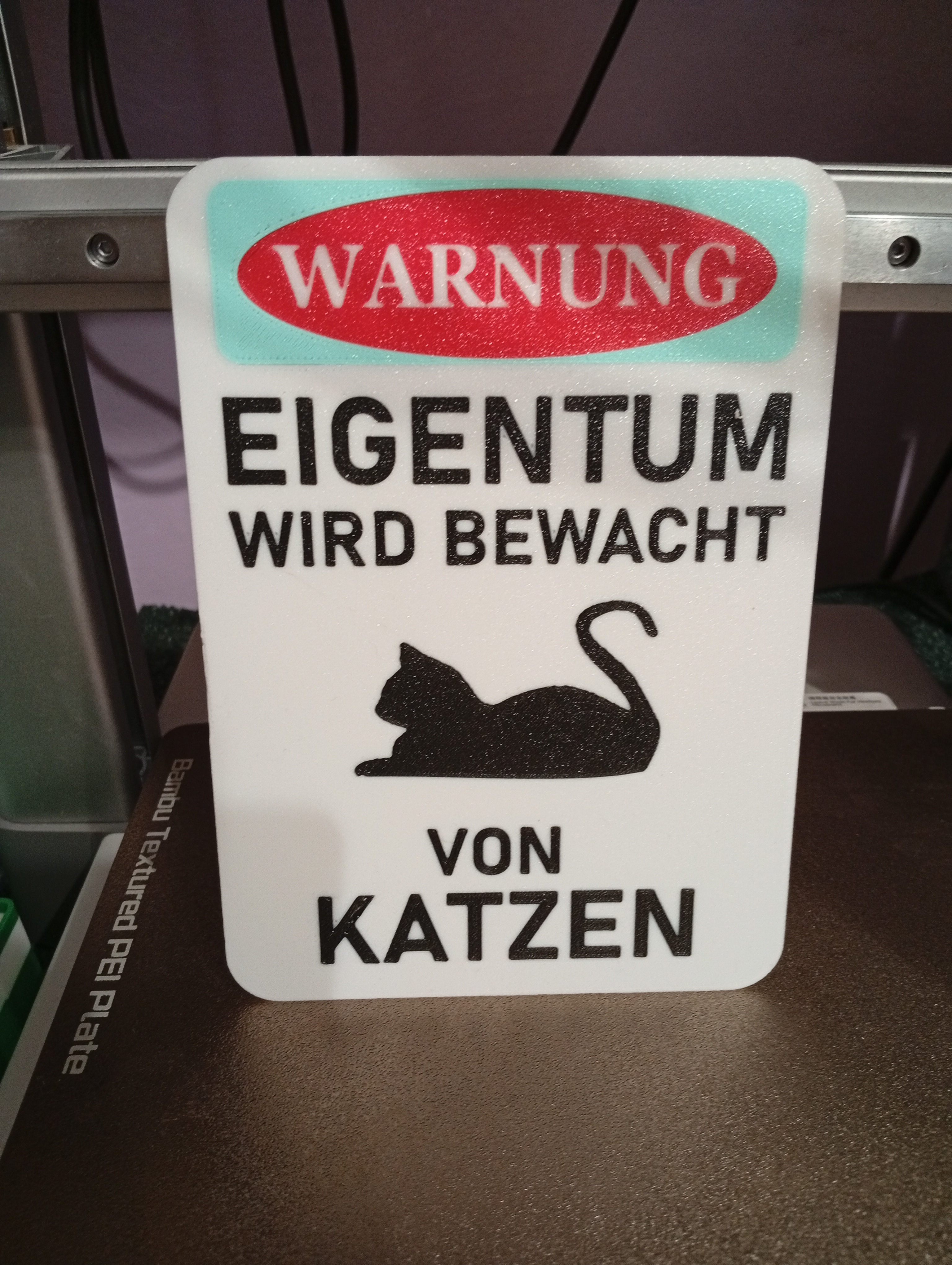 Schild - Grundstück wird von Katze bewacht (mehrfarbig) - DE