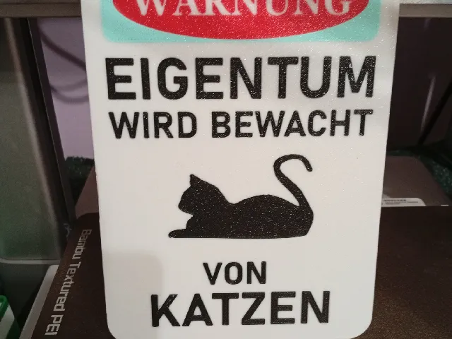 Schild - Grundstück wird von Katze bewacht (mehrfarbig) - DE