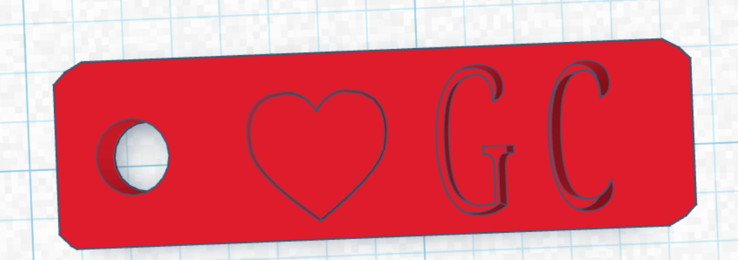 Name tag/keychain with heart and customizable letters