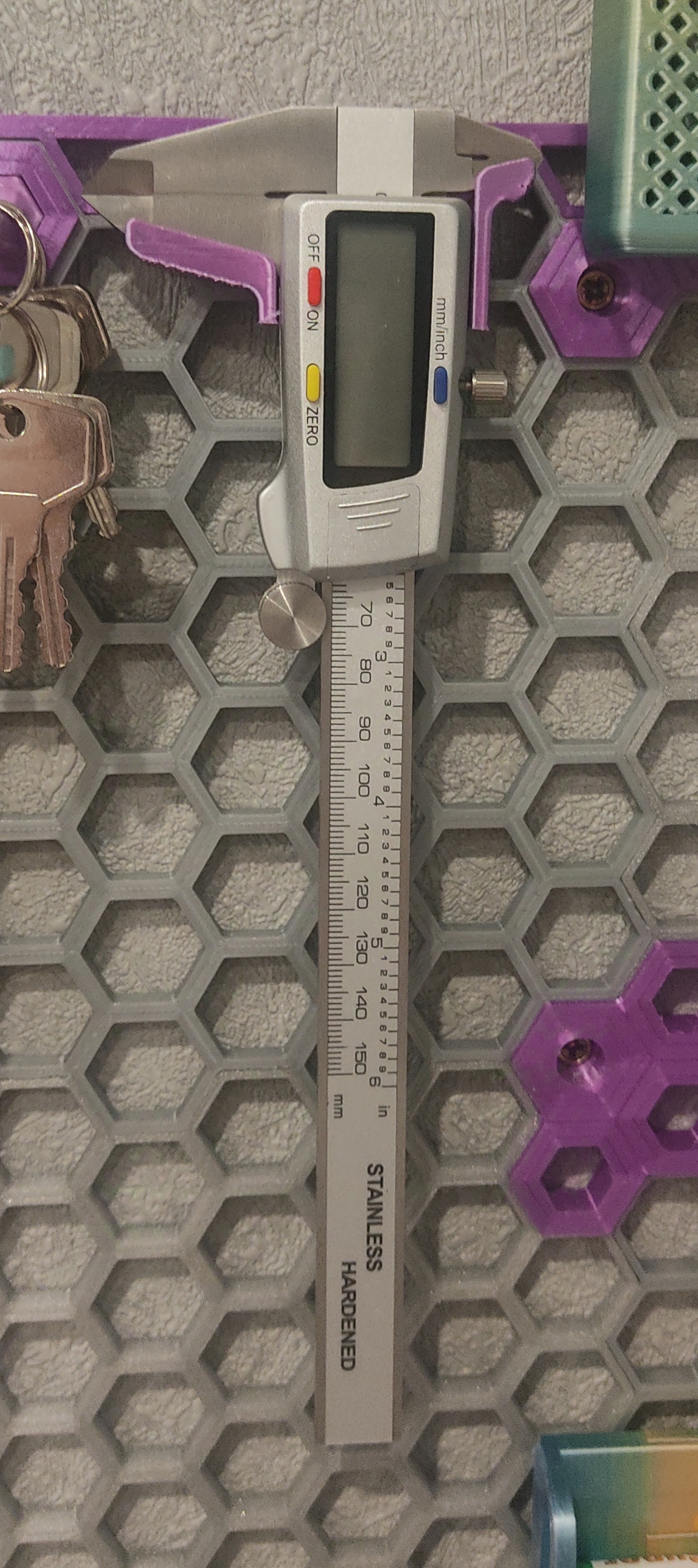 Digital Caliper holder for Honeycomb storage wall